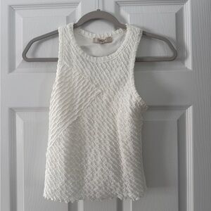 Elegant White Textured Sleeveless Top